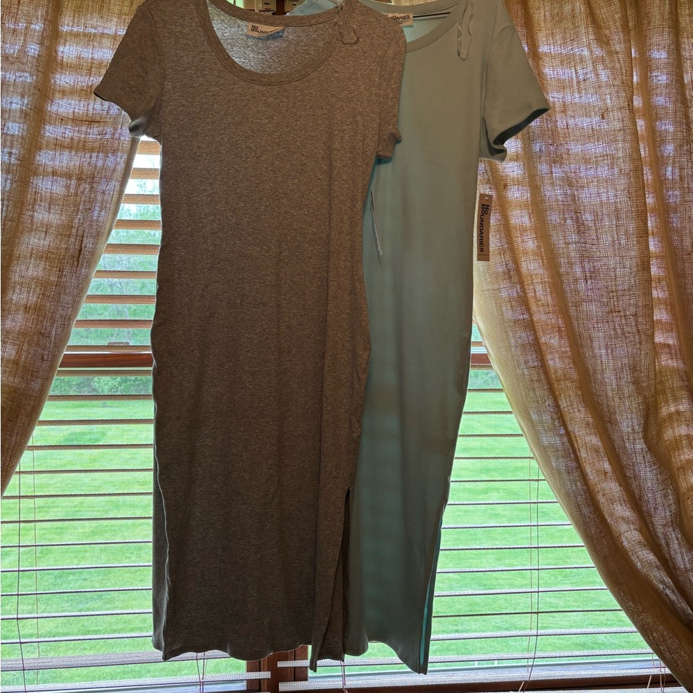 No Boundaries 1 Gray  and 1 Green Sheath Midi Dresses